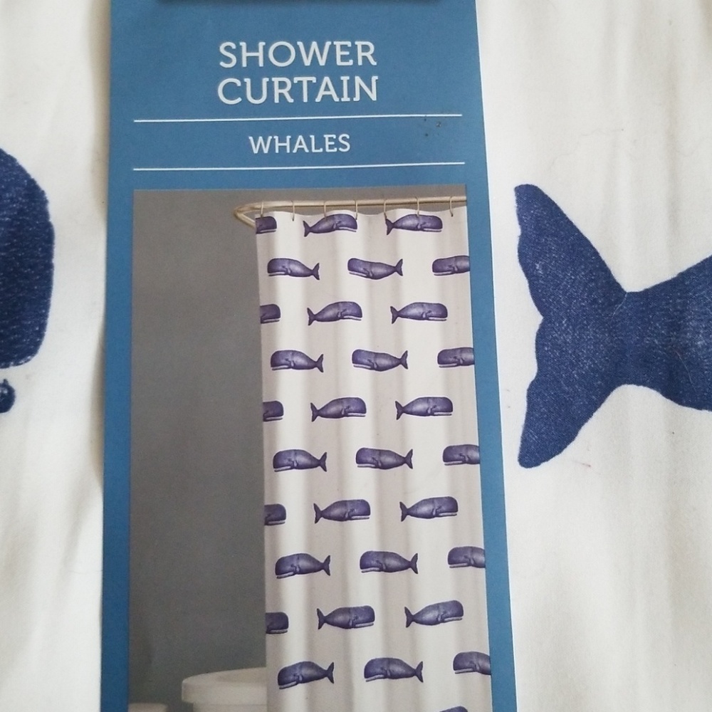 Whale fabric shower curtains